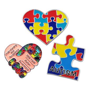 custom awareness ribbon puzzle enamel pin