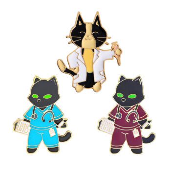 custom cartoon vet nurse animal enamel pin 1