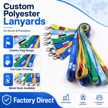 custom country flag sublimation lanyard with id badge holder 1