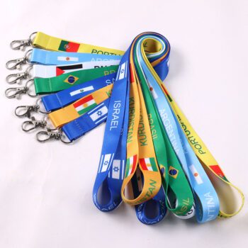 custom country flag sublimation lanyard with id badge holder