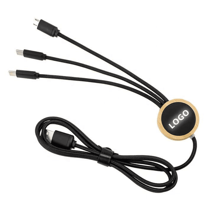 custom eco friendly bamboo 3 in 1 charging cable with led custom eco friendly bamboo 3 in 1 charging cable with led