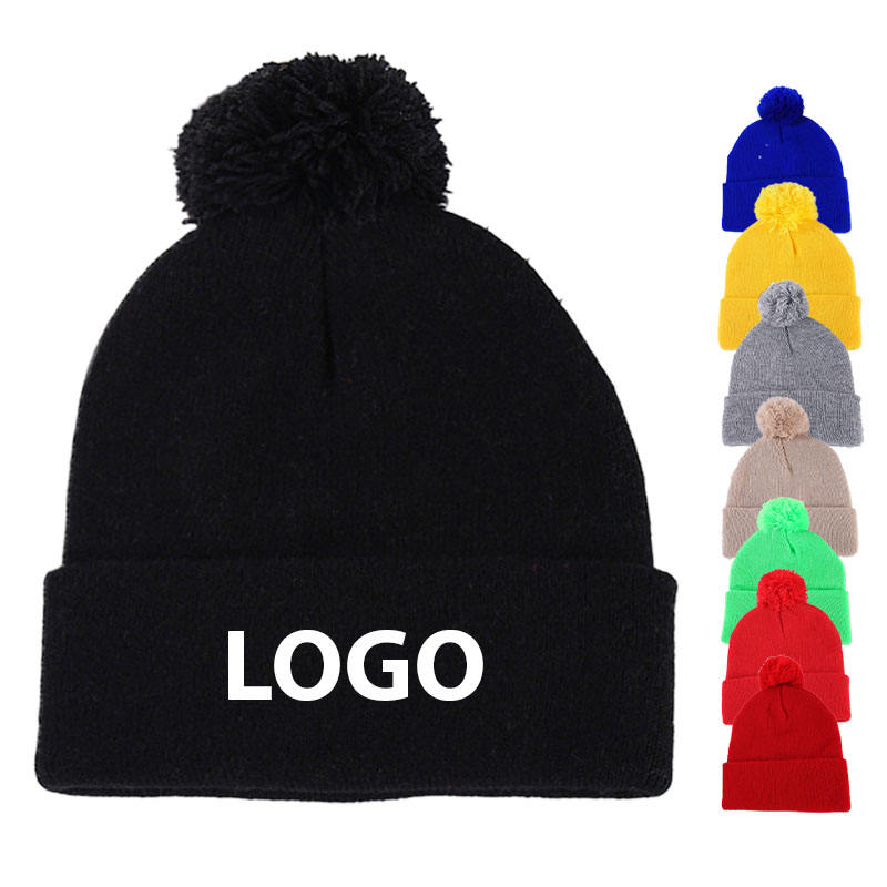 custom embroidered acrylic knit pompom beanie custom embroidered acrylic knit pompom beanie