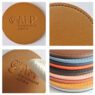 custom logo embossed round pu leather drink coaster 4