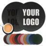 custom logo embossed round pu leather drink coaster