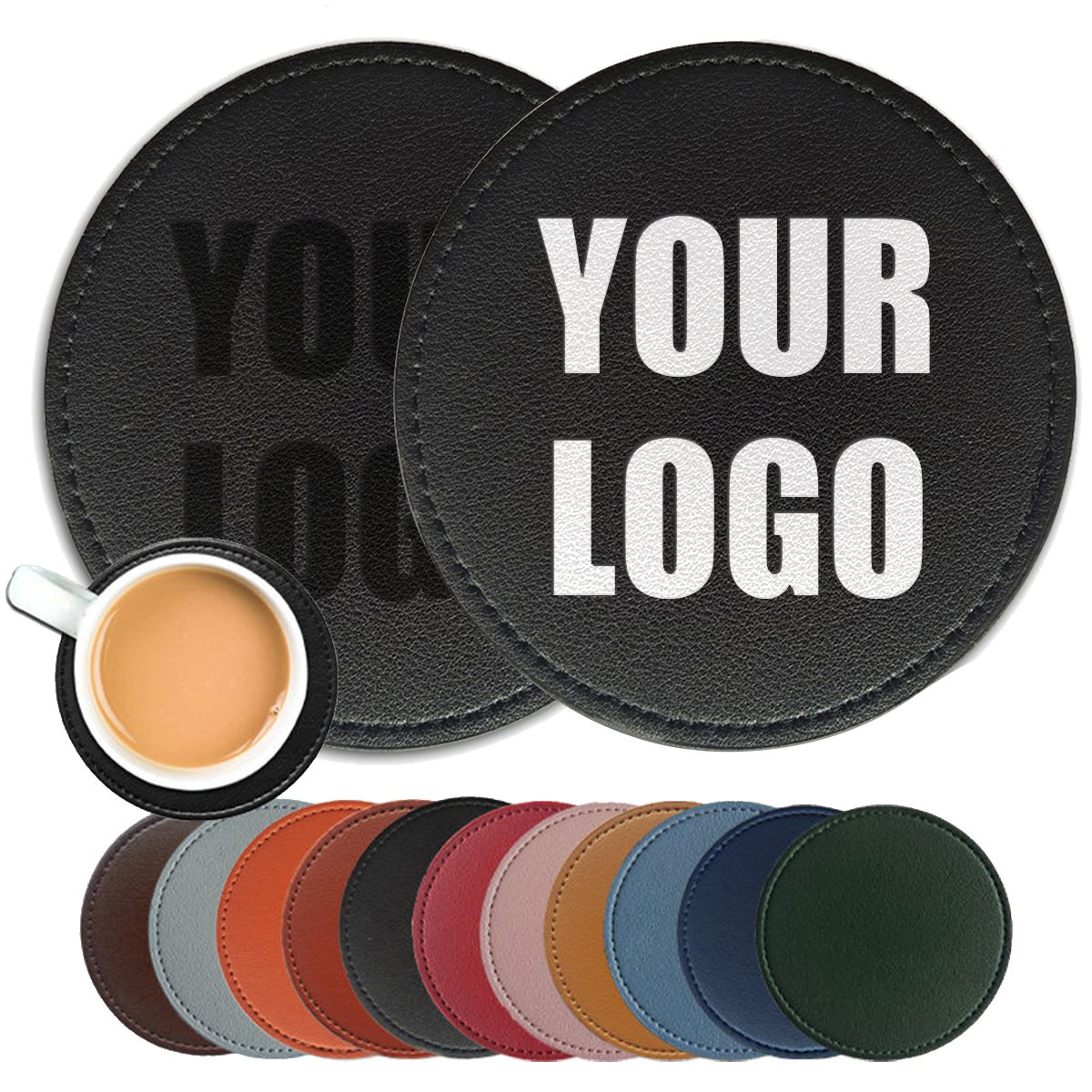 custom logo embossed round pu leather drink coaster custom logo embossed round pu leather drink coaster