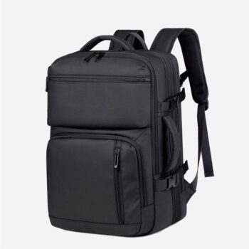 custom logo expandable pu leather 16 inch laptop backpack