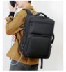 custom logo expandable pu leather 16 inch laptop backpack 4