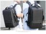 custom logo expandable pu leather business laptop backpack 5