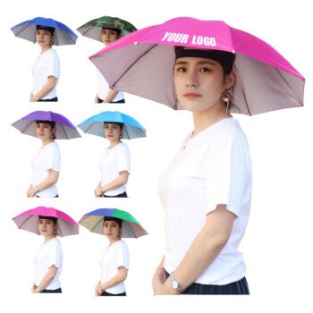 custom logo head mounted umbrella hat