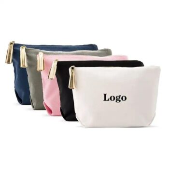custom logo washable cotton canvas makeup pouch
