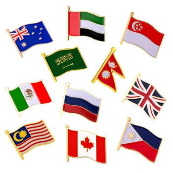 custom metal world flag lapel pin badge