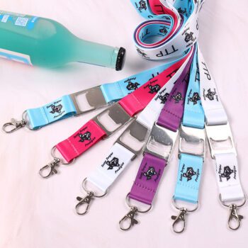 custom printed polyester lanyard with bottle opener id holder