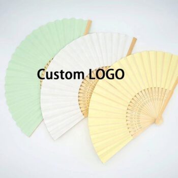 custom printing bamboo fabric folding hand fan