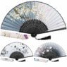 custom printing bamboo fabric folding hand fan 5