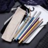 custom reusable metal drinking straw set 3