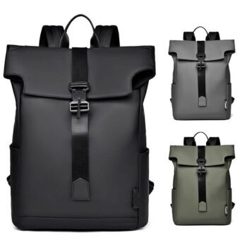 custom roll top waterproof business laptop backpack
