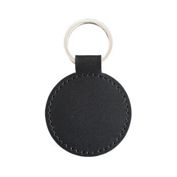 custom round pu leather bag charm keychain 1