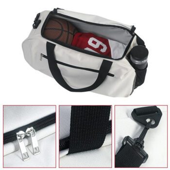 custom unisex lightweight denim sports duffle bag 1