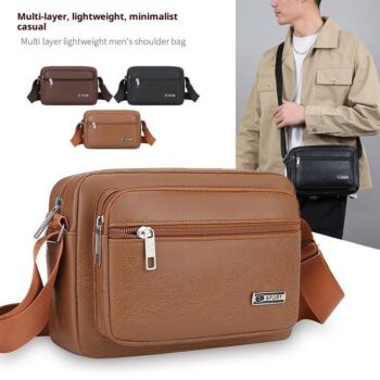 custom unisex pu leather business crossbody bag 1