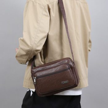 custom unisex pu leather business crossbody bag