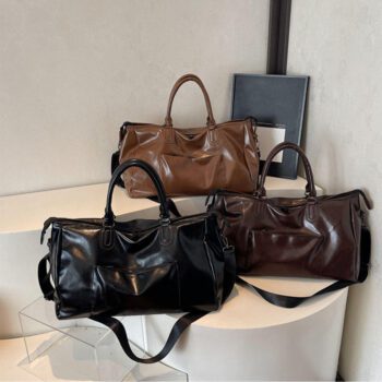 custom unisex vintage pu leather travel duffle bag 1