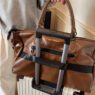 custom unisex vintage pu leather travel duffle bag 4