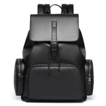 custom vintage pu leather multifunctional mens commute backpack 1