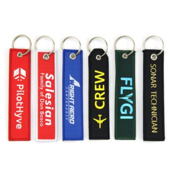 custom woven fabric flight key tag keychain