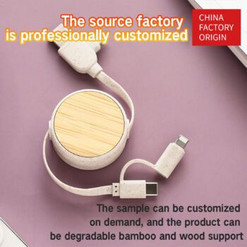eco 5 in 1 retractable bamboo charging cable 1