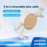eco 5 in 1 retractable bamboo charging cable 3