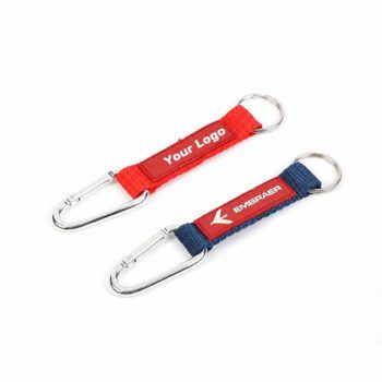 embroidered woven nylon carabiner keychain strap 1