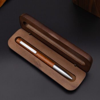 engraved twist wooden ball pen silver 1