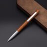 engraved twist wooden ball pen silver 2