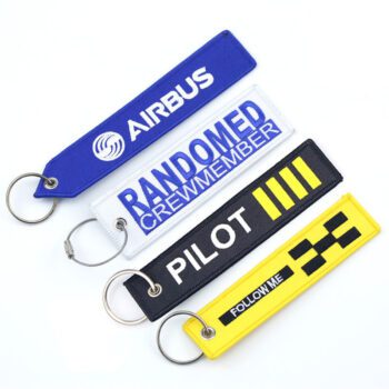 fabric embroidered logo keychain luggage tag