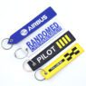 fabric embroidered logo keychain luggage tag