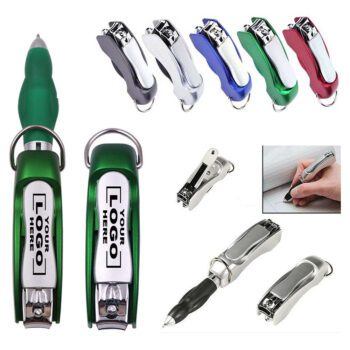 folding ballpoint pen with nail clipper