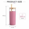 glass tumbler with bamboo lid straw silicone sleeve 2