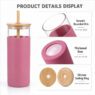 glass tumbler with bamboo lid straw silicone sleeve 3