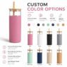 glass tumbler with bamboo lid straw silicone sleeve 5