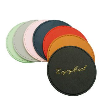 gold stamping debossed pu leather drink coasters