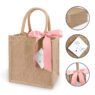grocery jute tote bag with silk ribbon 2