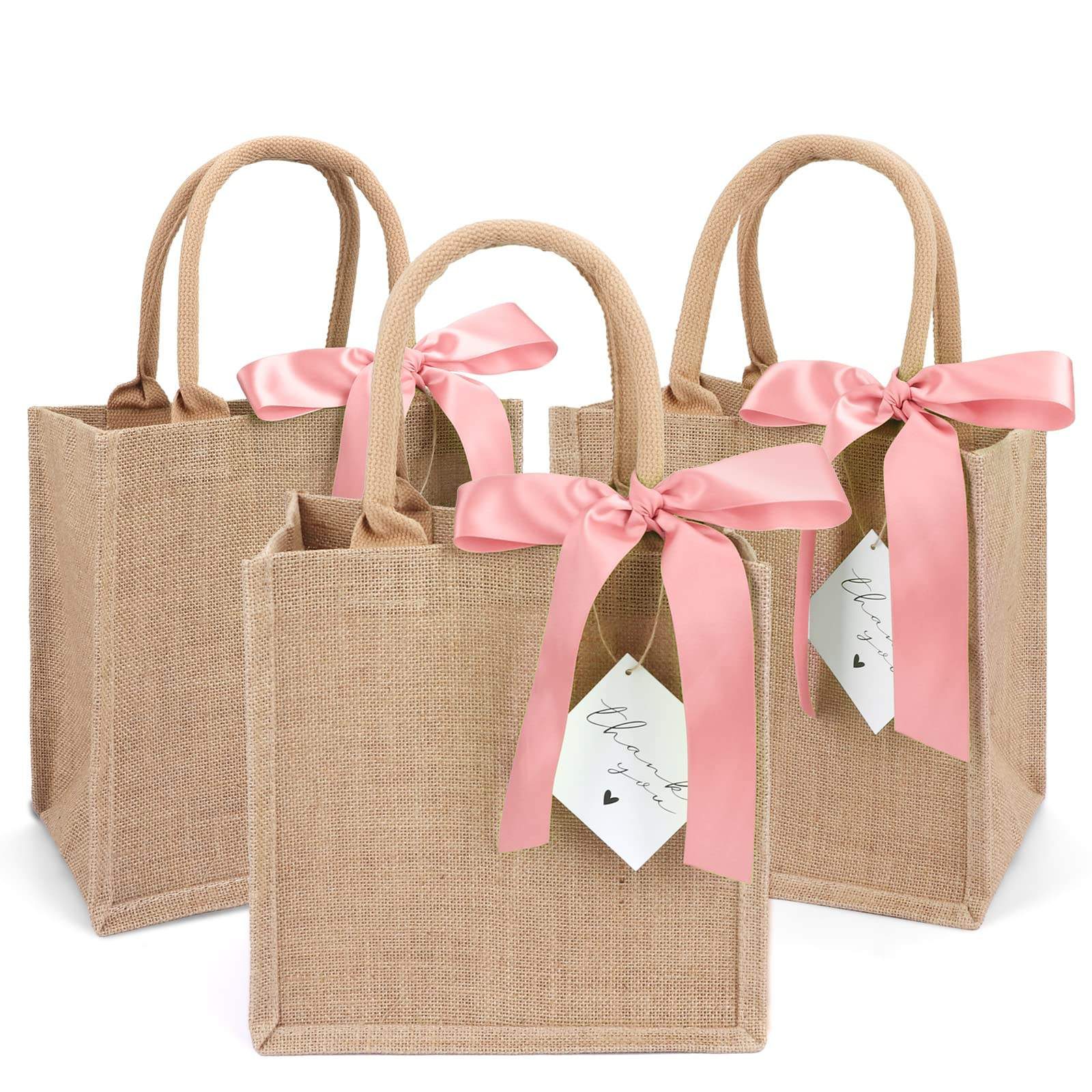 grocery jute tote bag with silk ribbon grocery jute tote bag with silk ribbon