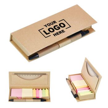 hardcover box sticky notes wtih ruler and pen