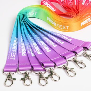 heat press printed lanyard with flap ribbon