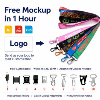 heat transfer printed logo badge lanyard with metal hook 1