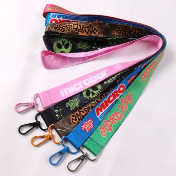 heat transfer printed logo badge lanyard with metal hook