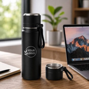 insulated stainless steel sport thermal flask with strap 1
