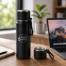 insulated stainless steel sport thermal flask with strap 1