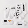 jacquard knitted letter crew cotton socks