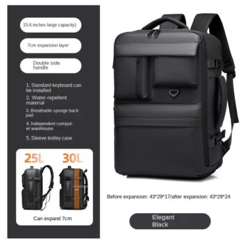 large capacity expanding business travel backpack for men 7